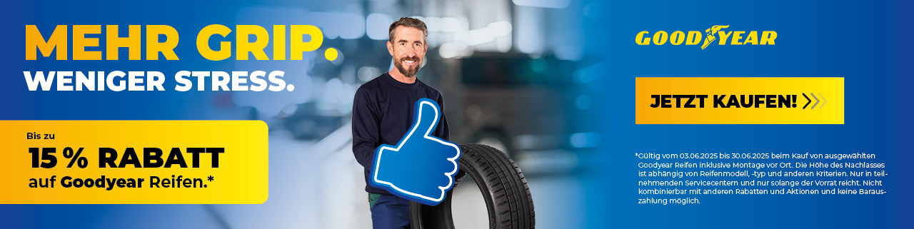 Bis zu 15 % auf Goodyear Reifen