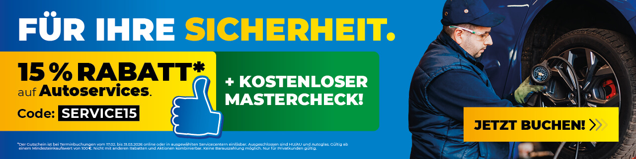 15 % Rabatt auf alle Autoservices